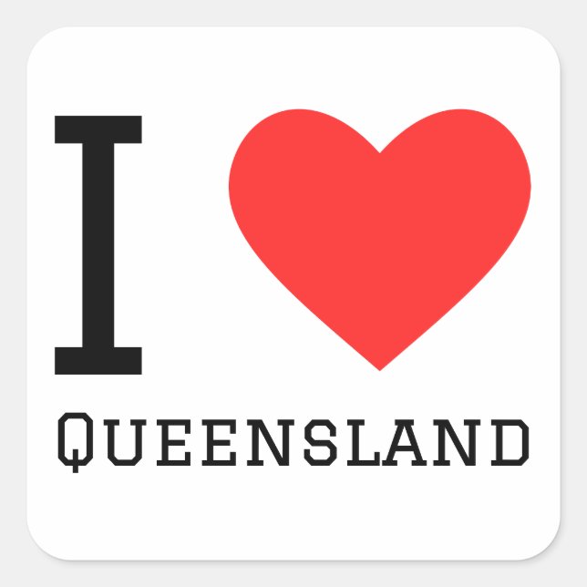 I Liebe Queensland Quadratischer Aufkleber (Vorderseite)