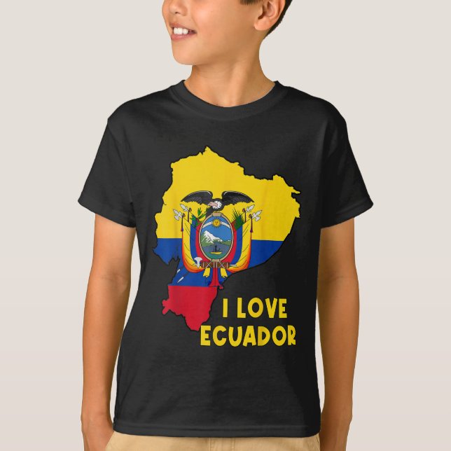 I Liebe Quito Hallo Ecuador Karte Flag Proud Ecuad T-Shirt (Vorderseite)