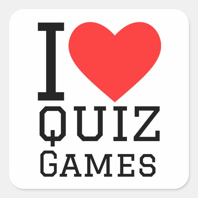 I Liebe Quizspiele Quadratischer Aufkleber (Vorderseite)