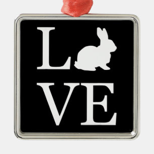I Liebe Rabbit Silhouette Bunny Ornament Aus Metall