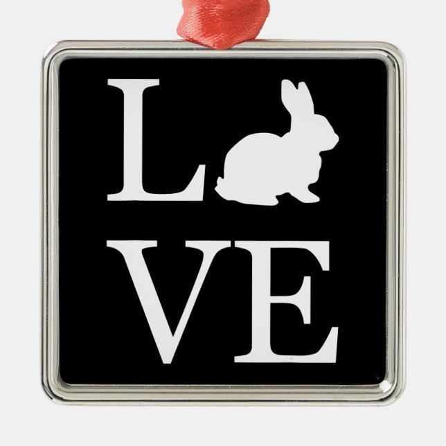 I Liebe Rabbit Silhouette Bunny Ornament Aus Metall (Vorne)