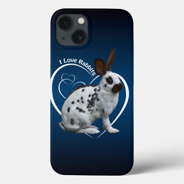 I Liebe Rabbits iPad Case (blau/schwarz) (Rückseite)