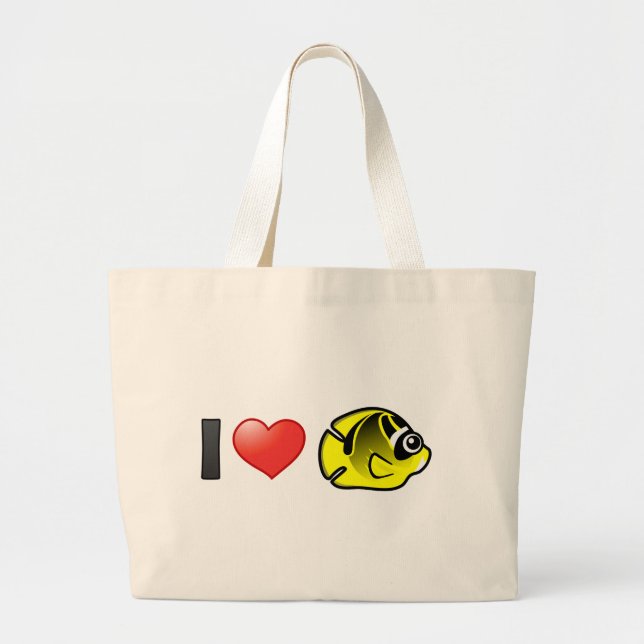 I Liebe Raccoon Butterflyfish Jumbo Stoffbeutel (Vorne)