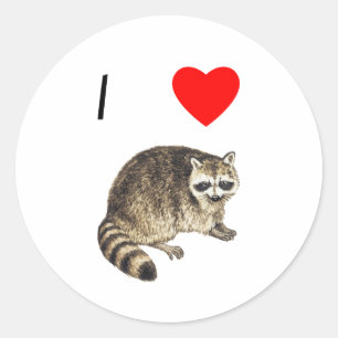I Liebe Raccoons Runder Aufkleber