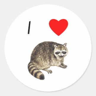 I Liebe Raccoons Runder Aufkleber