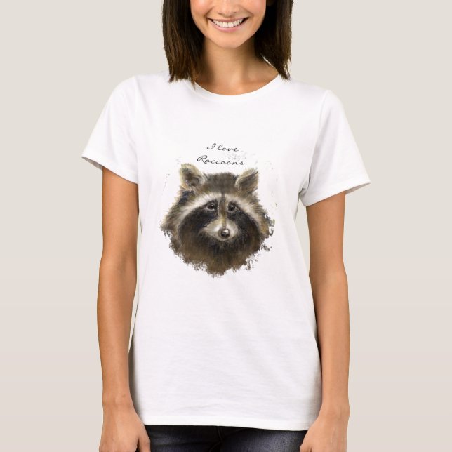 I Liebe Raccoons, Zitat, Süße Tier-Sammlung T-Shirt (Vorderseite)