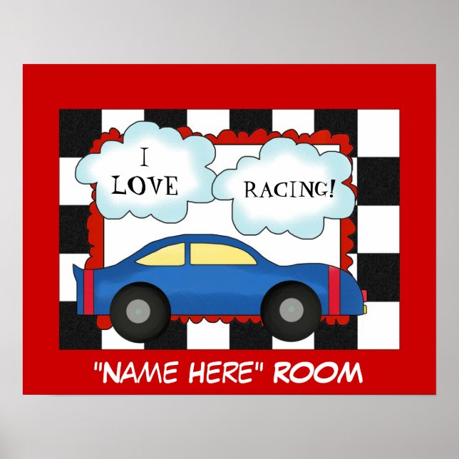 I Liebe Racing Kids Room Poster (Vorne)