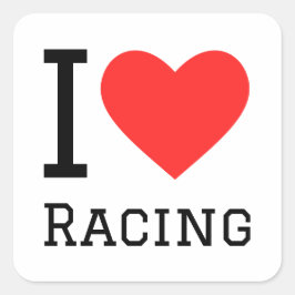 I Liebe Racing Quadratischer Aufkleber