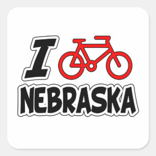 I Liebe Radfahren Nebraska Quadratischer Aufkleber