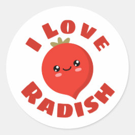 I Liebe Radish Runder Aufkleber