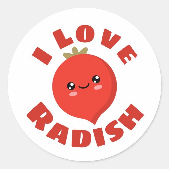 I Liebe Radish Runder Aufkleber (Vorderseite)