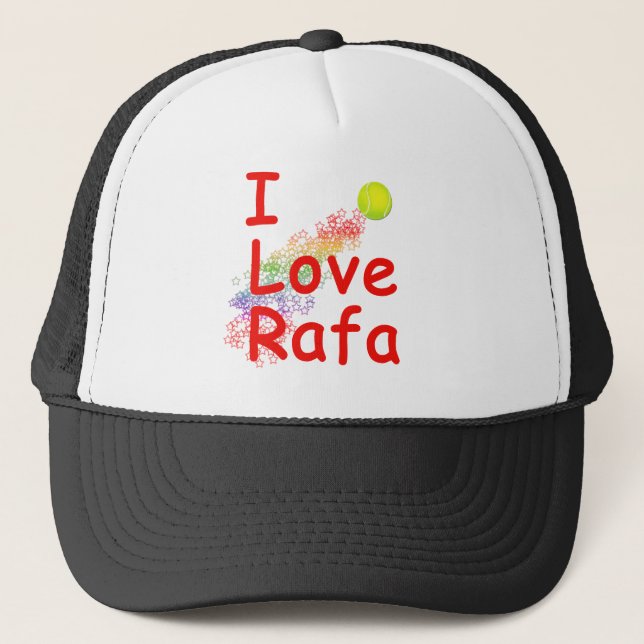 I Liebe Rafa Tennis-Entwurf Truckerkappe (Vorderseite)