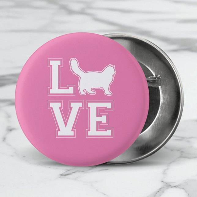 I Liebe Ragdoll Cats Fett Typografie Pink Button (I Love Ragdoll Cats!  Show your affection with this cute Button design!)