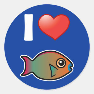 I Liebe Rainbow Parrotfish Runder Aufkleber