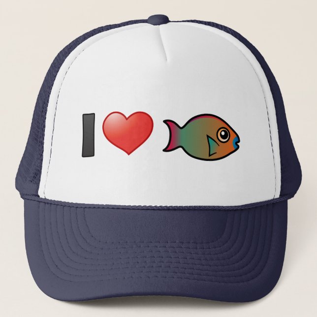I Liebe Rainbow Parrotfish Truckerkappe (Vorderseite)