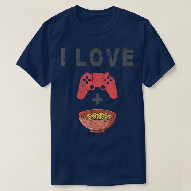 I Liebe Ramen und Gaming Funny Retro Noodles Gamer T-Shirt (Design vorne)