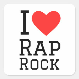 I Liebe Rap Rock Quadratischer Aufkleber