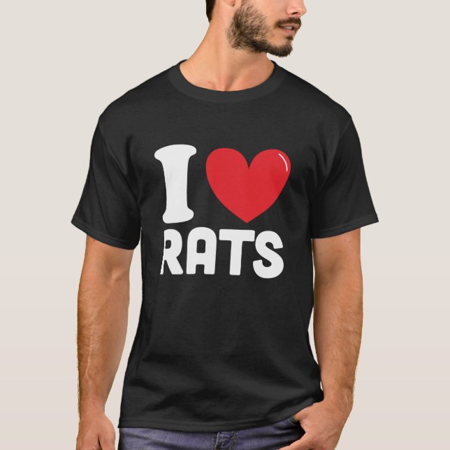 I Liebe Ratten, Bestes Ratten Liebesgeschenk T-Shirt (Vorderseite)