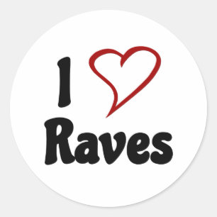 I Liebe Rave Runder Aufkleber