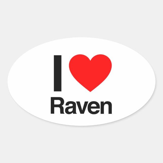 i Liebe raven Ovaler Aufkleber (Vorderseite)