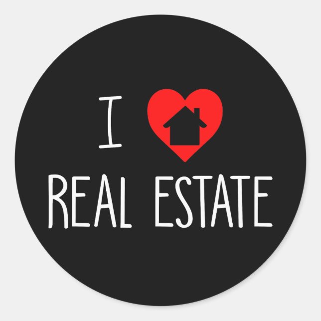 I Liebe Real Anwesen Realtor House Herz Runder Aufkleber (Vorderseite)