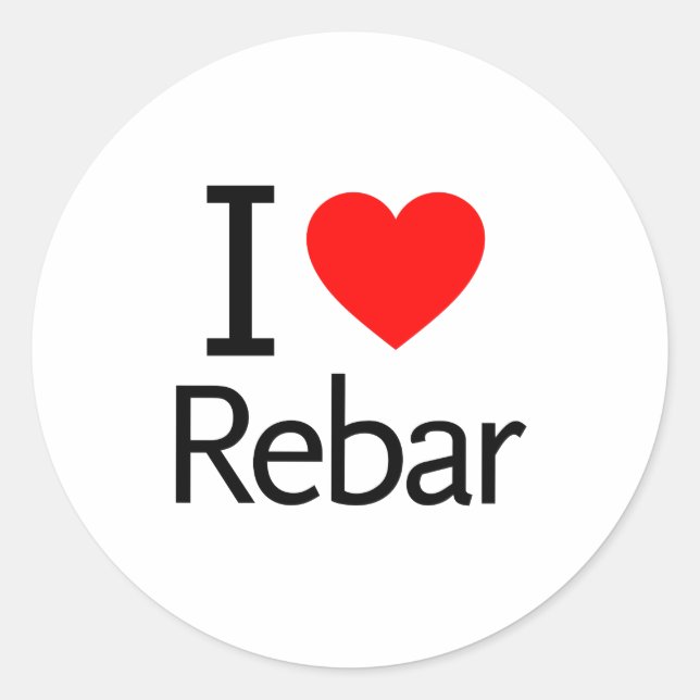 I Liebe Rebar Runder Aufkleber (Vorderseite)