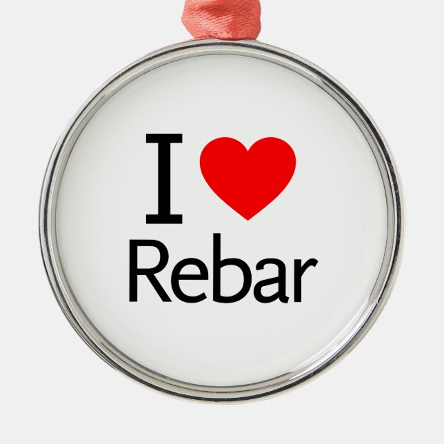 I Liebe Rebar Silbernes Ornament (Vorne)