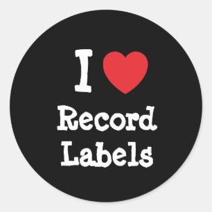 I Liebe Record Labels Herz personalisiert Runder Aufkleber