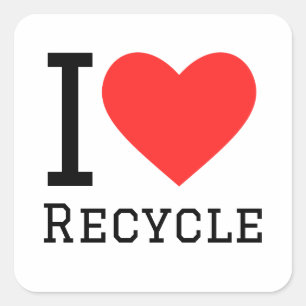 I Liebe recycelte viereckige Aufkleber