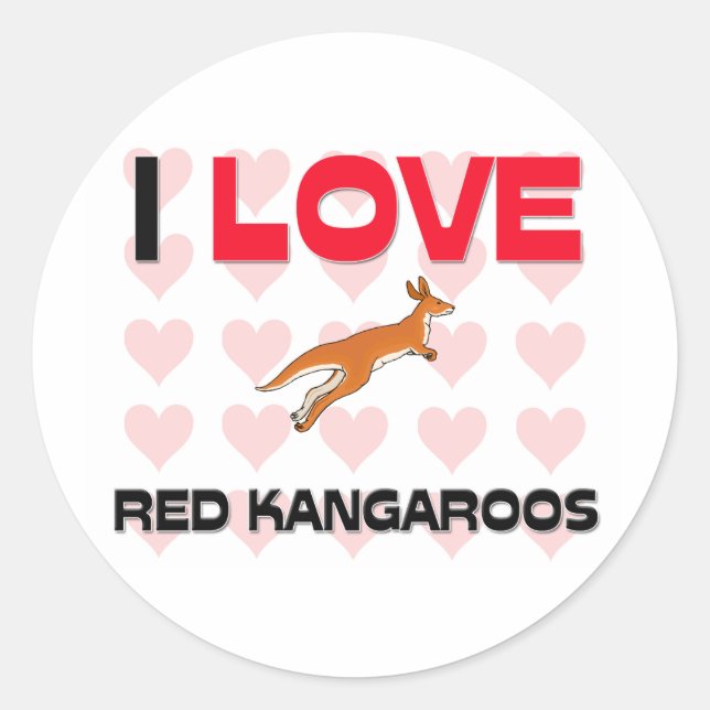 I Liebe Red Kangaroos Runder Aufkleber (Vorderseite)
