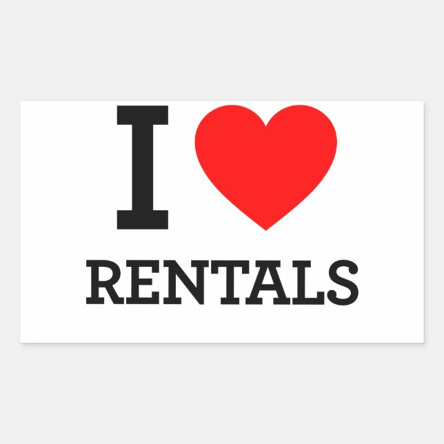 I Liebe Rentals Rechteckiger Aufkleber (Vorderseite)