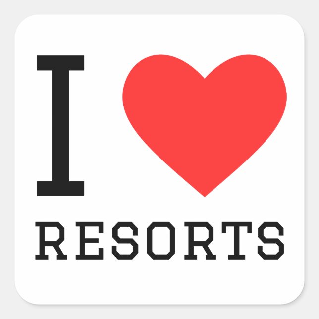 I Liebe Resorts Quadratischer Aufkleber (Vorderseite)