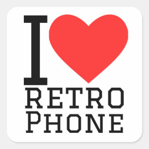 I Liebe Retro-Telefon Quadratischer Aufkleber