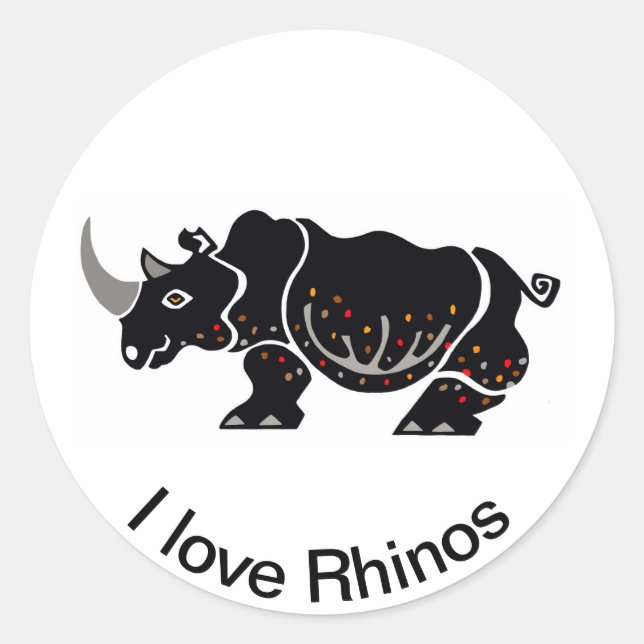 I Liebe RHINOS - Afrikanische Wildtiere - Natur - Runder Aufkleber (Vorderseite)