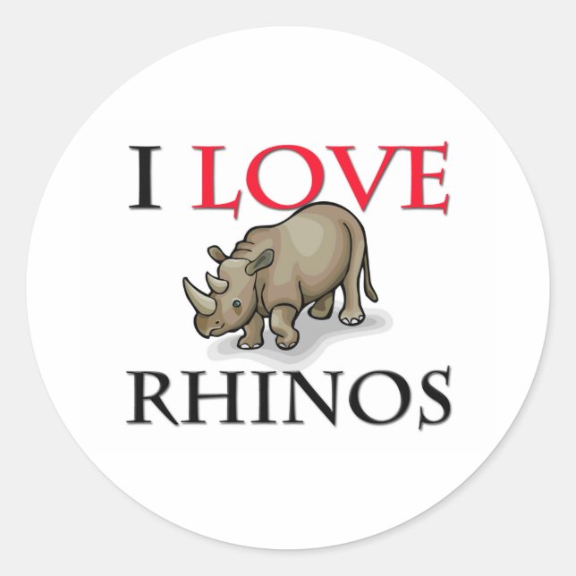 I Liebe Rhinos Runder Aufkleber (Vorderseite)