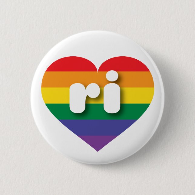I Liebe Rhode Island Gay Pride Rainbow Herz Button (Vorderseite)