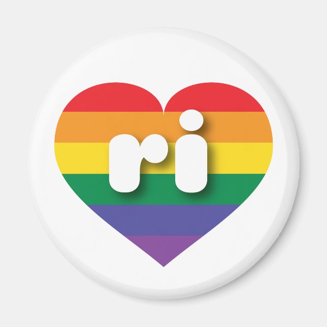 I Liebe Rhode Island Gay Pride Rainbow Herz Magnet (Vorne)