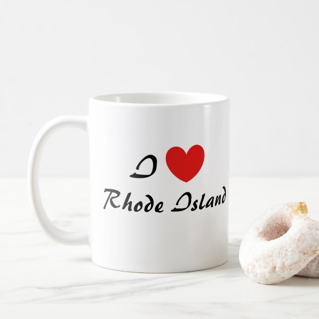 I Liebe Rhode Island Herztypografie Kaffeemaschine Kaffeetasse (Mit Donut)