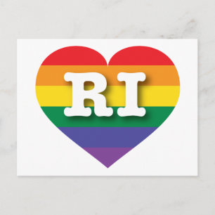 I Liebe Rhode Island Rainbow Herz Postkarte