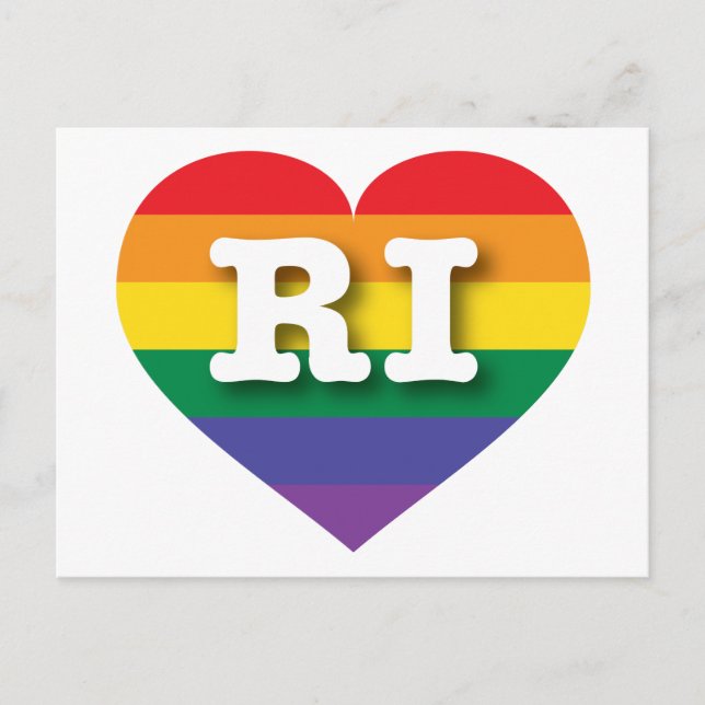I Liebe Rhode Island Rainbow Herz Postkarte (Vorderseite)