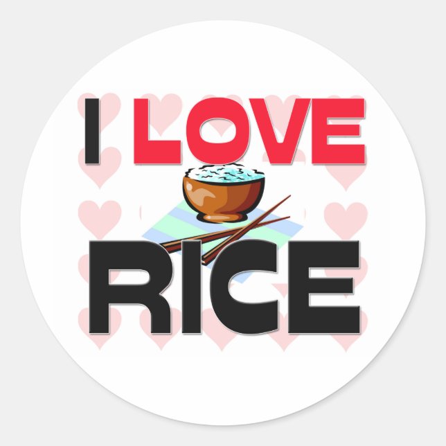 I Liebe Rice Runder Aufkleber (Vorderseite)