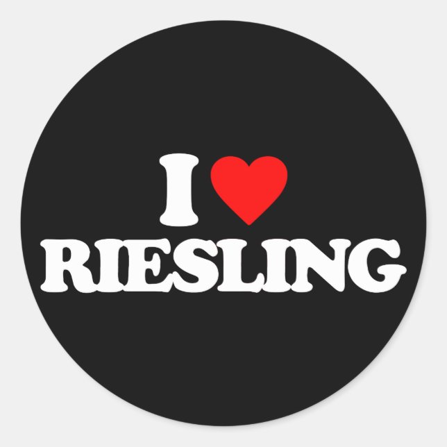 I LIEBE RIESLING RUNDER AUFKLEBER (Vorderseite)