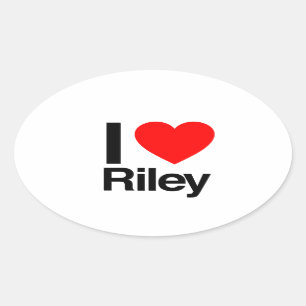 i Liebe Riley Ovaler Aufkleber