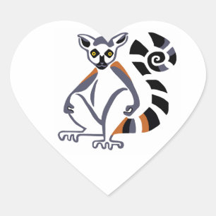 I Liebe Ring-tails LEMURS- Wildlife - Madagaskar Herz-Aufkleber
