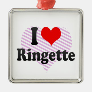 I Liebe Ringette Silbernes Ornament
