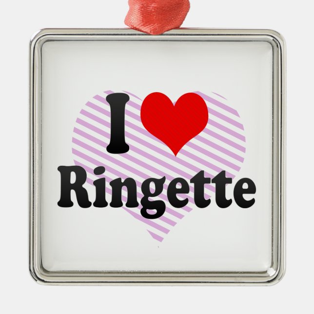 I Liebe Ringette Silbernes Ornament (Vorne)