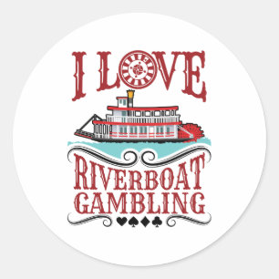 I Liebe Riverboat Gambling Runder Aufkleber