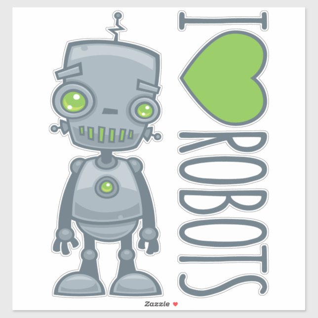 I Liebe Roboter Aufkleber (Blatt)