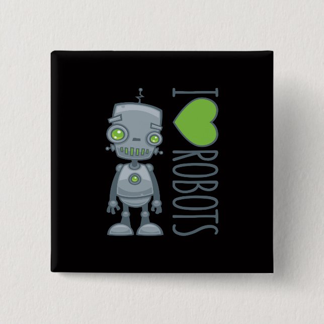 I Liebe Roboter Button (Vorderseite)