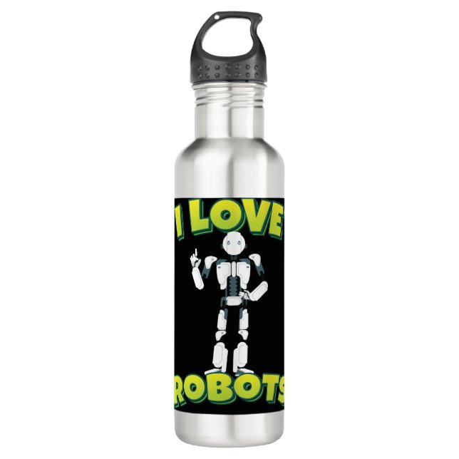 I Liebe Roboter Edelstahlflasche (Vorderseite)